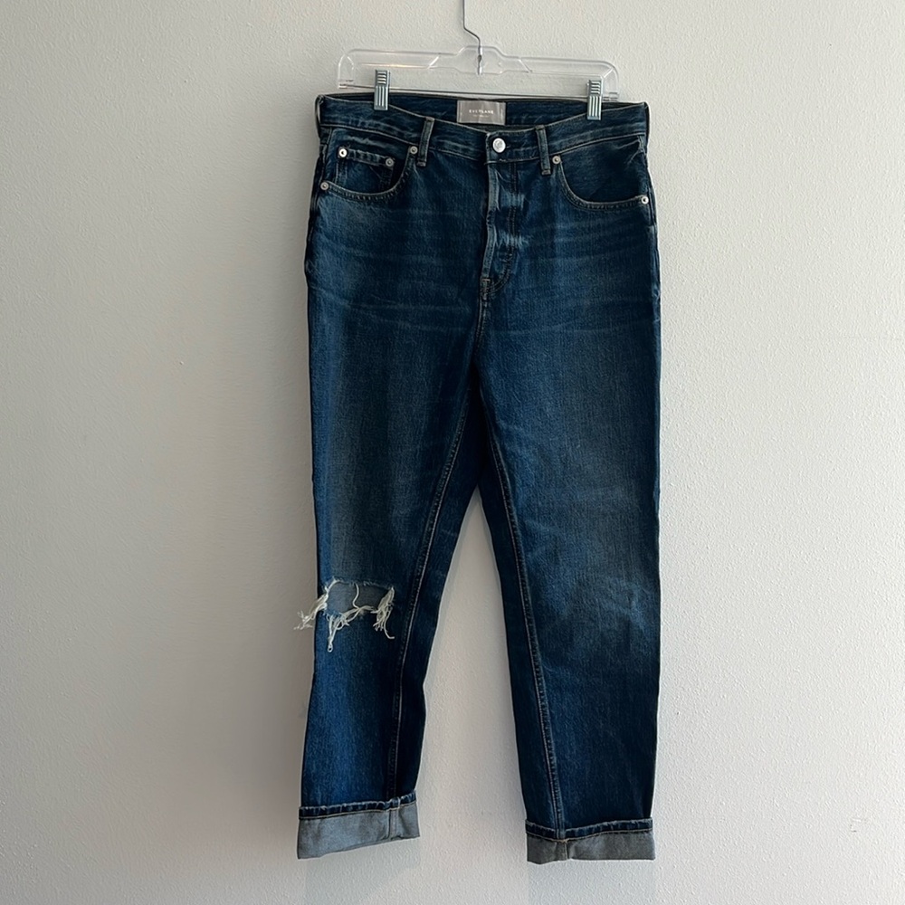 Everlane The Cheeky Jean High Rise Size 30 Crop‎ Distressed Cotton